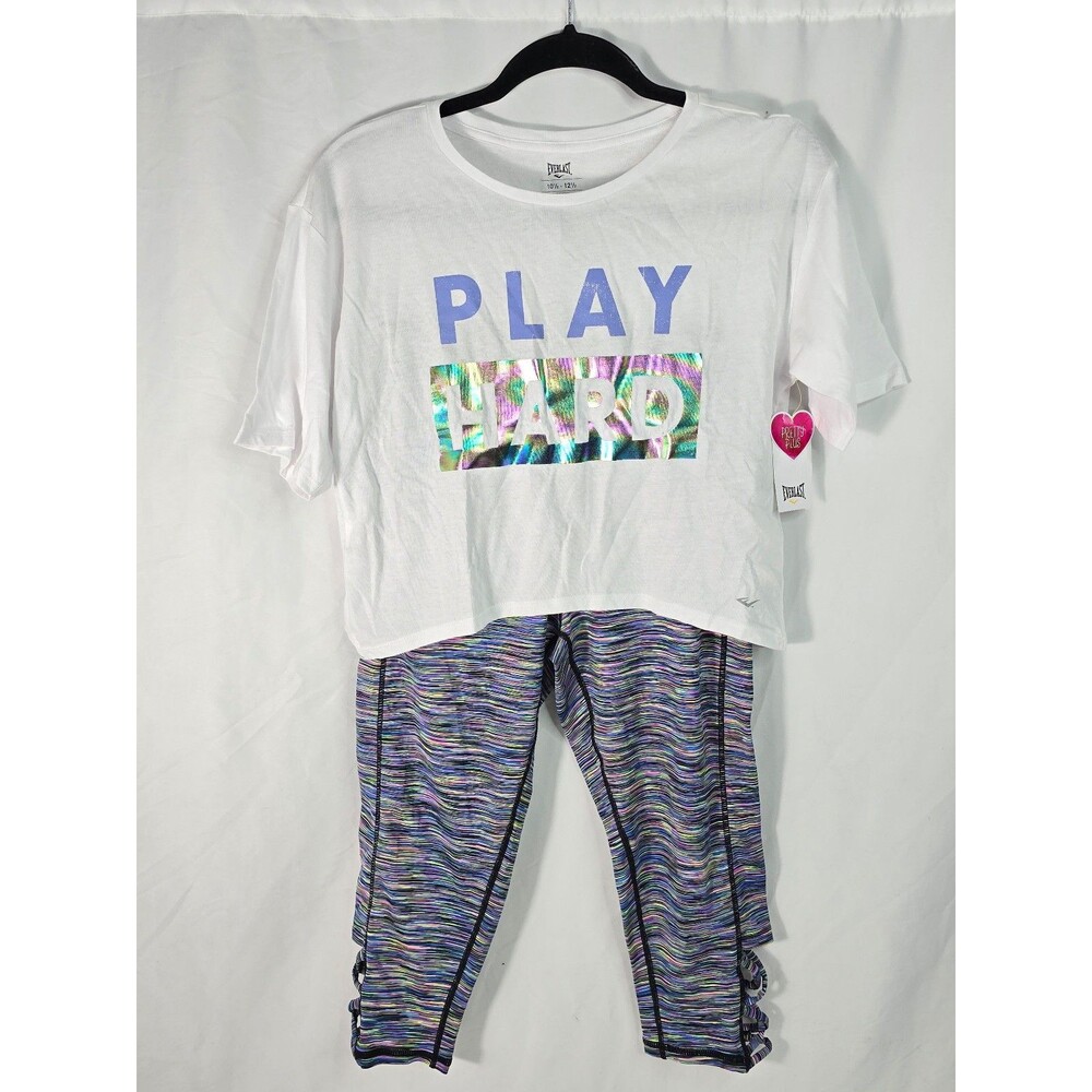 Everlast Girls Activewear Set Size M (10.5-12.5) Crop Top & Leggings 2pc NWT
